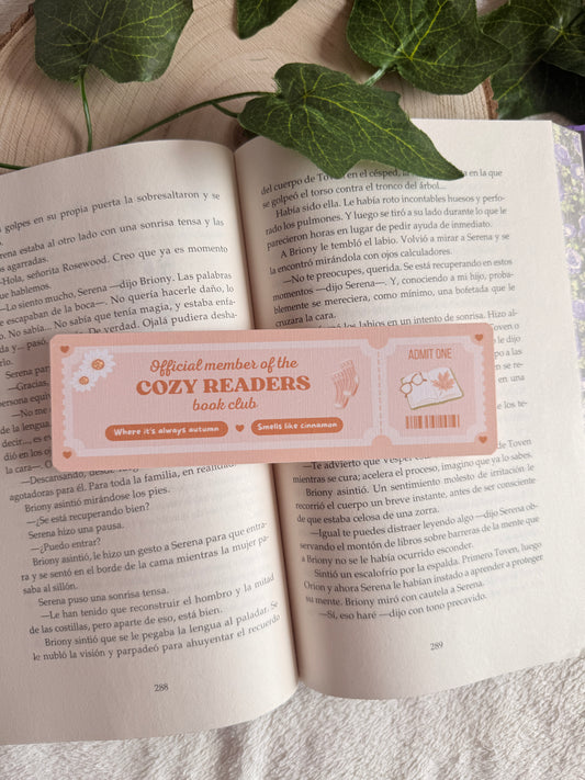 Cozy reader | Ticket bookmark